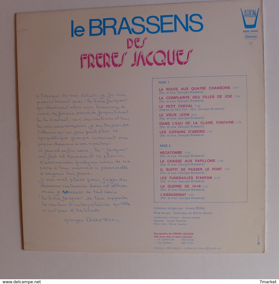 LP/ Les Frères Jacques - Le Brassens Des Frères Jacques - Autres - Musique Française