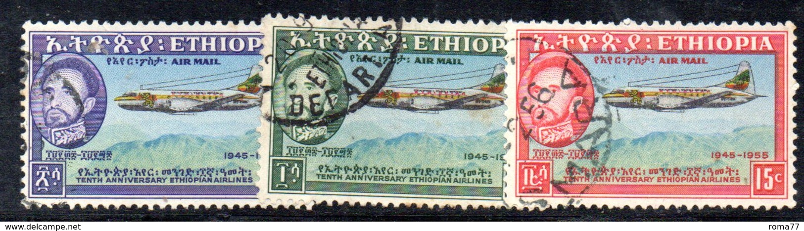 ETP83B - ETIOPIA 1955, Posta Aerea Serie Yvert N. 35/37  Usata - Etiopia