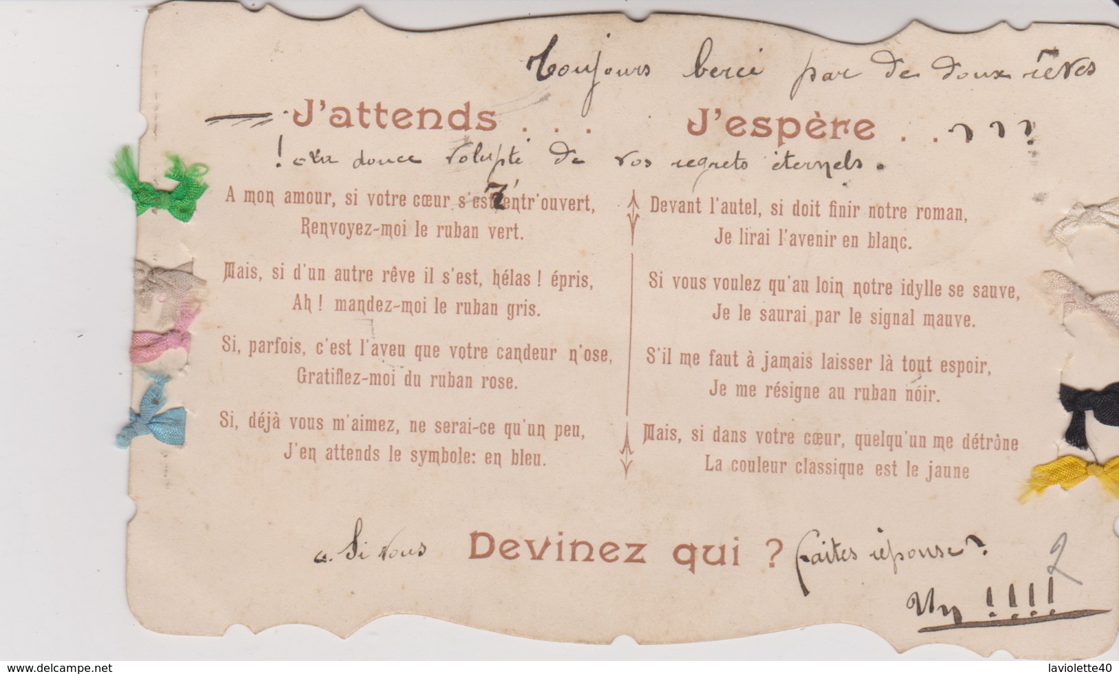 FAFANTAISIE - LANGAGE DES RUBANS EN TISSUS - Autres & Non Classés