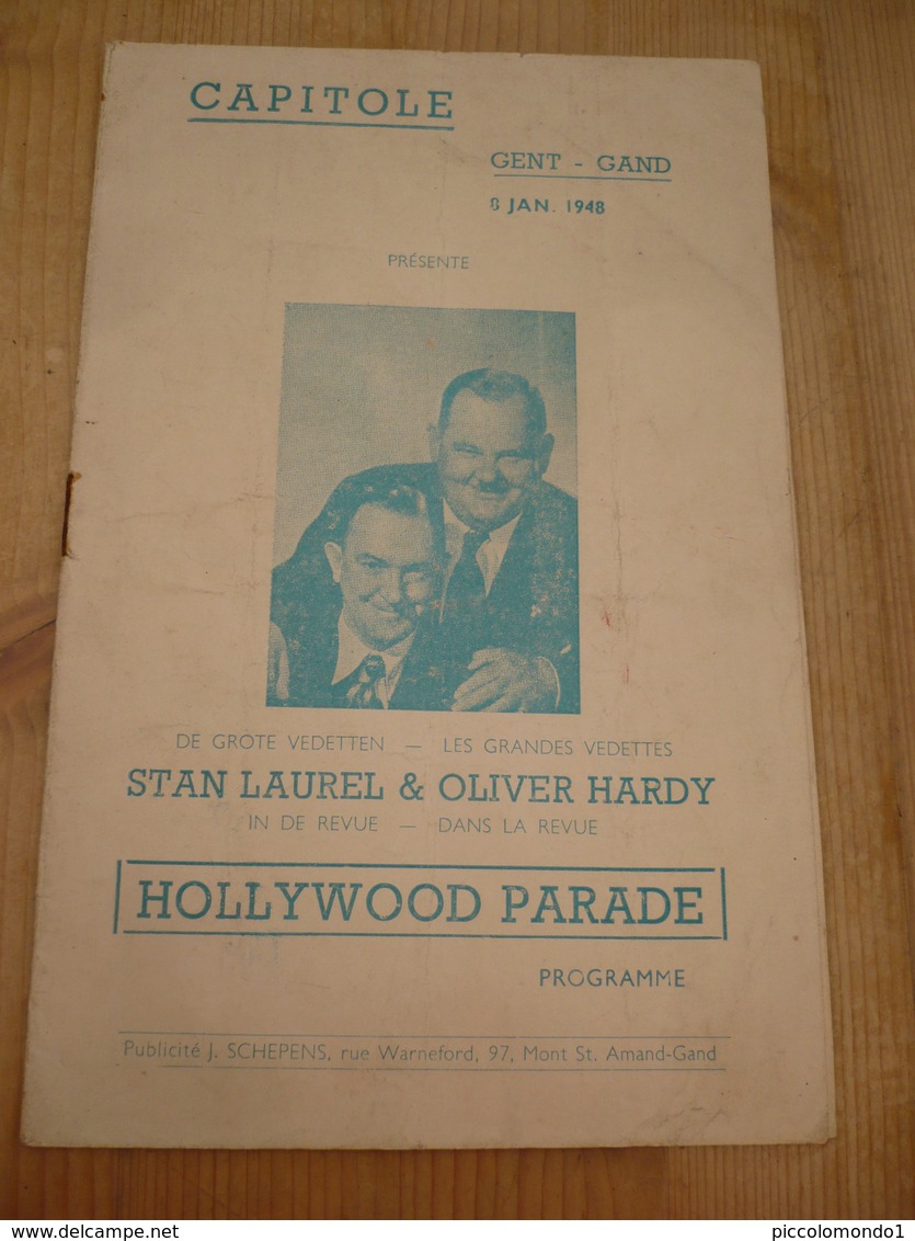 Stan Laurel Oliver Hardy Capitole Gent 1948 Met Entreekaart Hollywood Parade Oude Reclame - Programma's