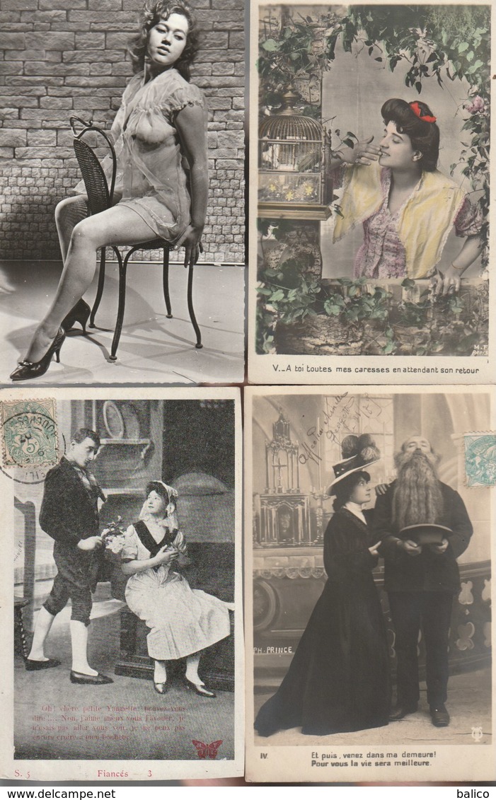 Lot de 100 cartes postales anciennes diverses variées dont 4 Photos, très bien pour un revendeur réf, 325