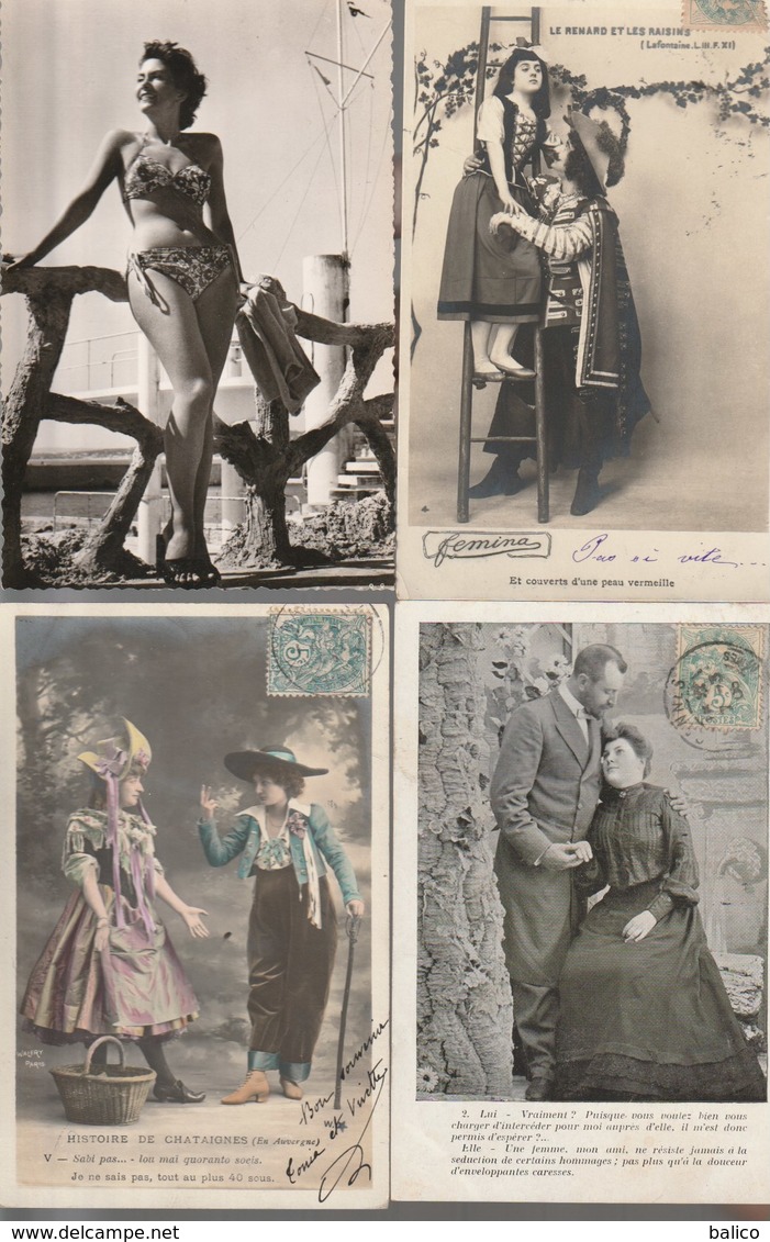 Lot de 100 cartes postales anciennes diverses variées dont 4 Photos, très bien pour un revendeur réf, 325