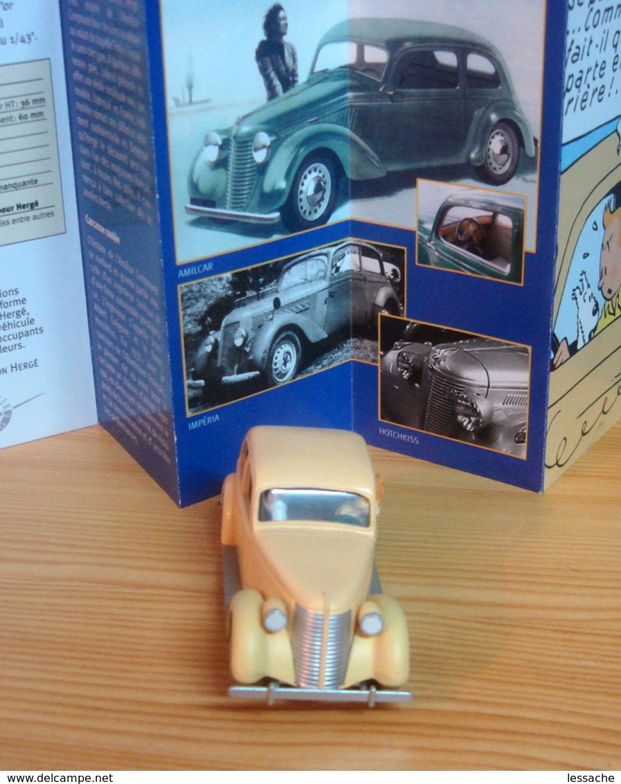 Voiture AMILCAR De 1938, IMPERIA, HOTCHKISS Entre Autres, 1/43 De Tintin Le Crabe Aux Pinces D'Or, TINTIN - Tim & Struppi