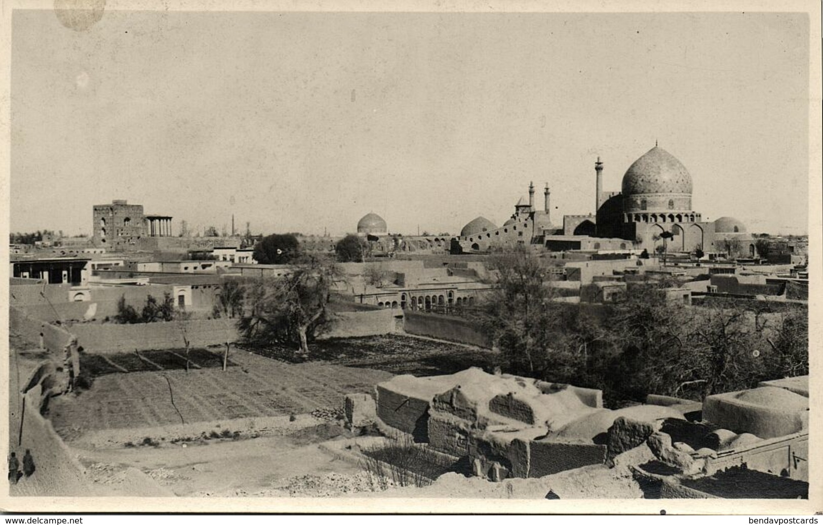 Iran Persia, ISPAHAN, Panorama Shah & Sheikh Lotfollah Mosques, Islam 1930s RPPC - Iran