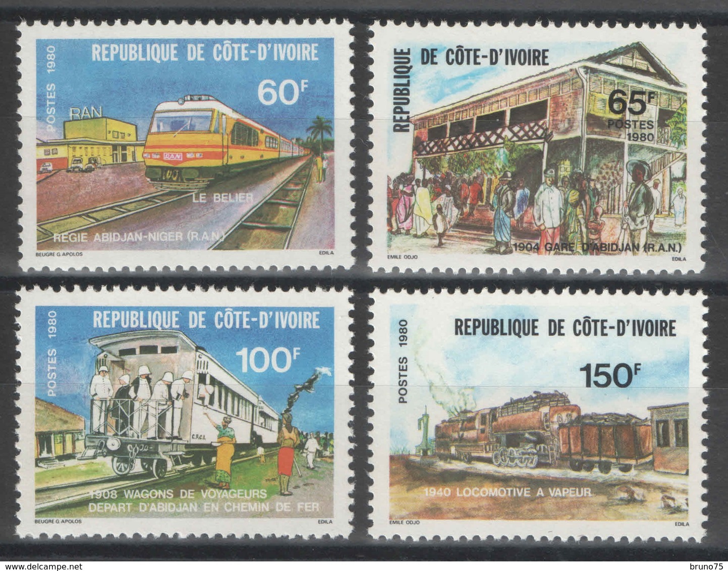 Côte D'Ivoire - YT 540-543 ** - 1980 - Chemin De Fer - Côte D'Ivoire (1960-...)