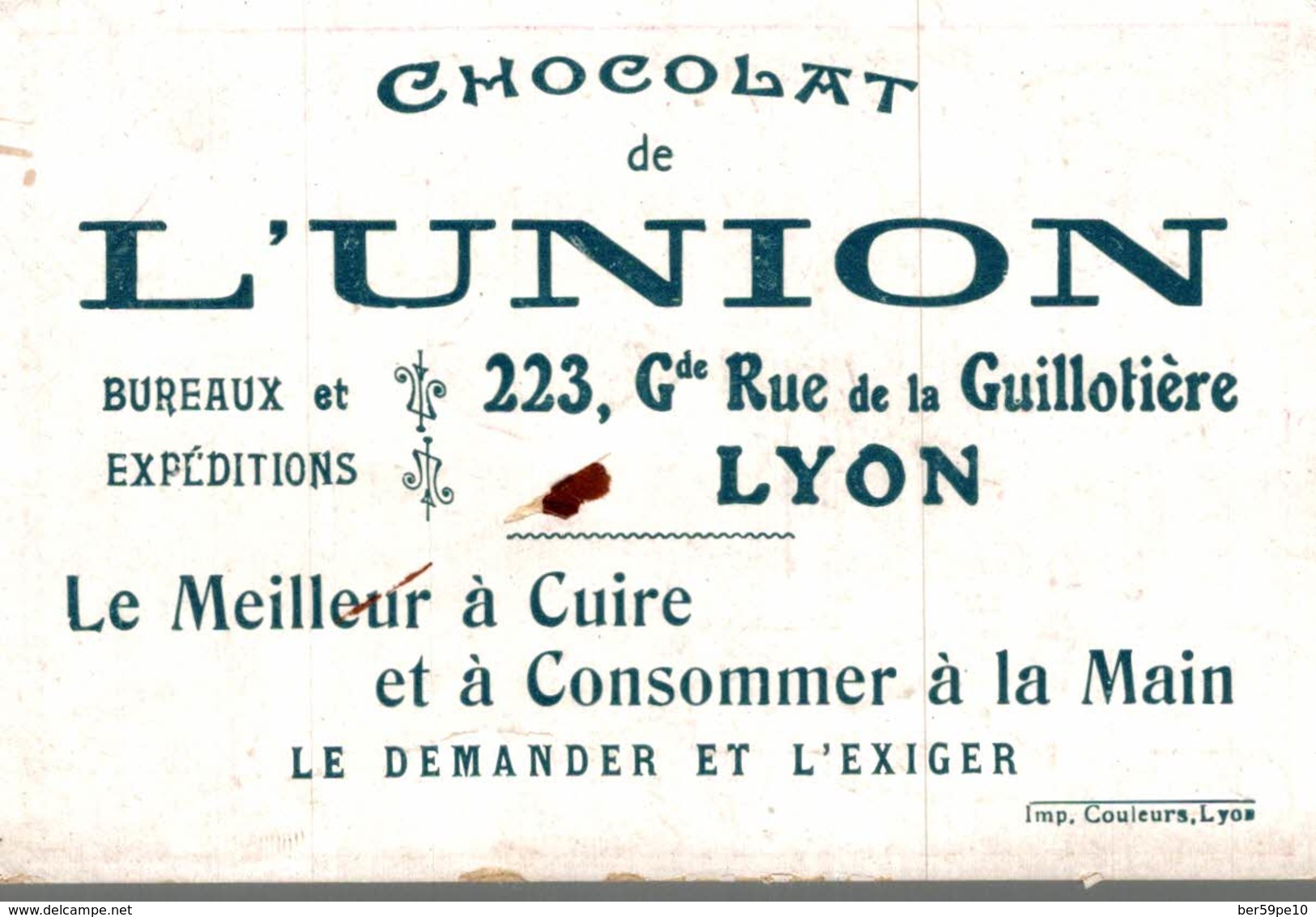 CHROMO CHOCOLAT DE L'UNION LYON  LA FRANCE DE NOS JOURS - Autres & Non Classés