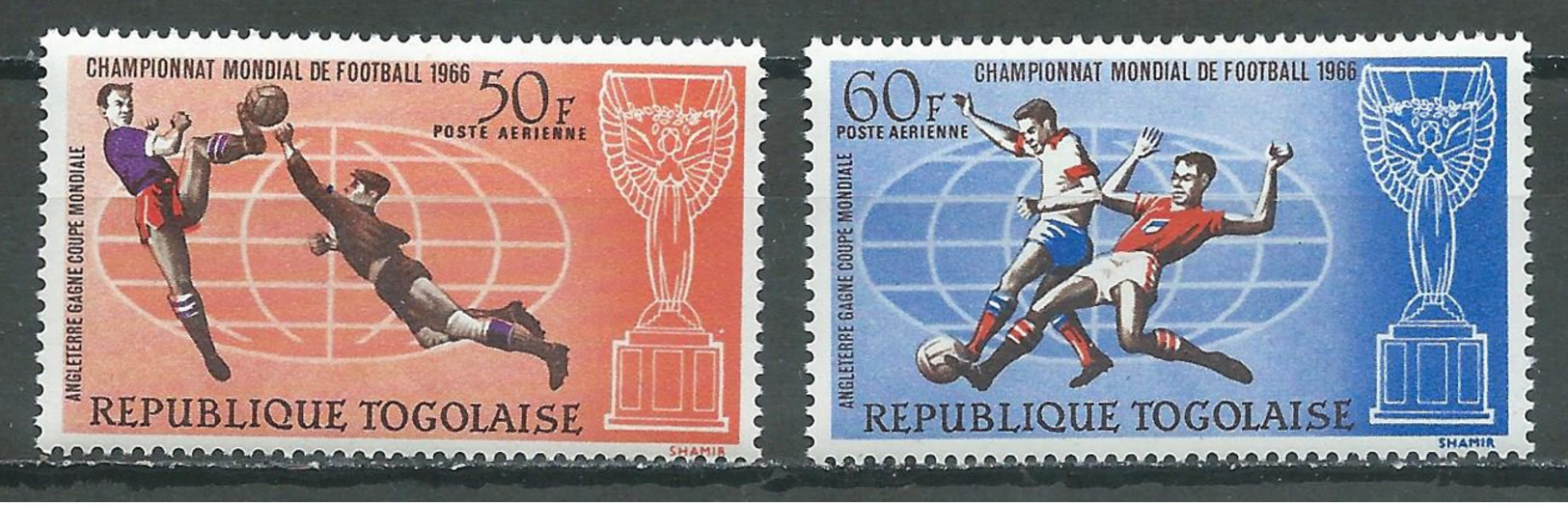 Togo Poste Aérienne YT N°61/62 Coupe Du Monde De Football 1966 Neuf ** - Togo (1960-...)