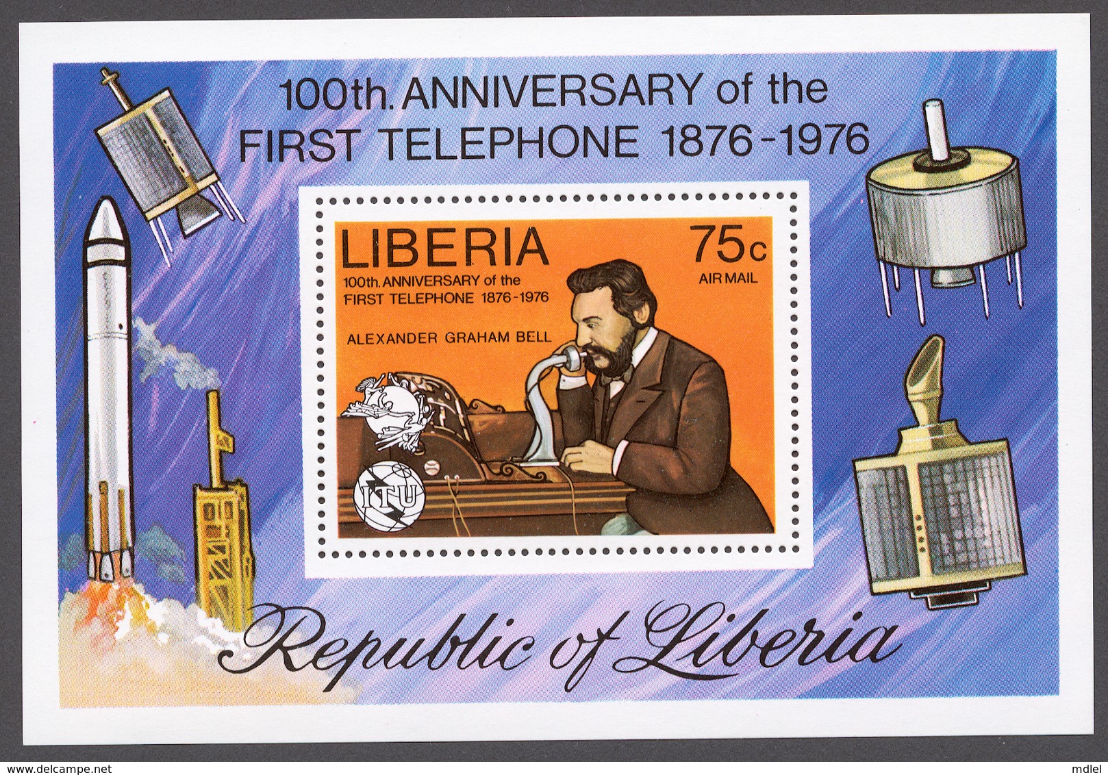 Liberia 1976 Mi# Bl.81** CENTENARY OF THE FIRST TELEPHONE CALL BY ALEXANDER GRAHAM BELL - Liberia