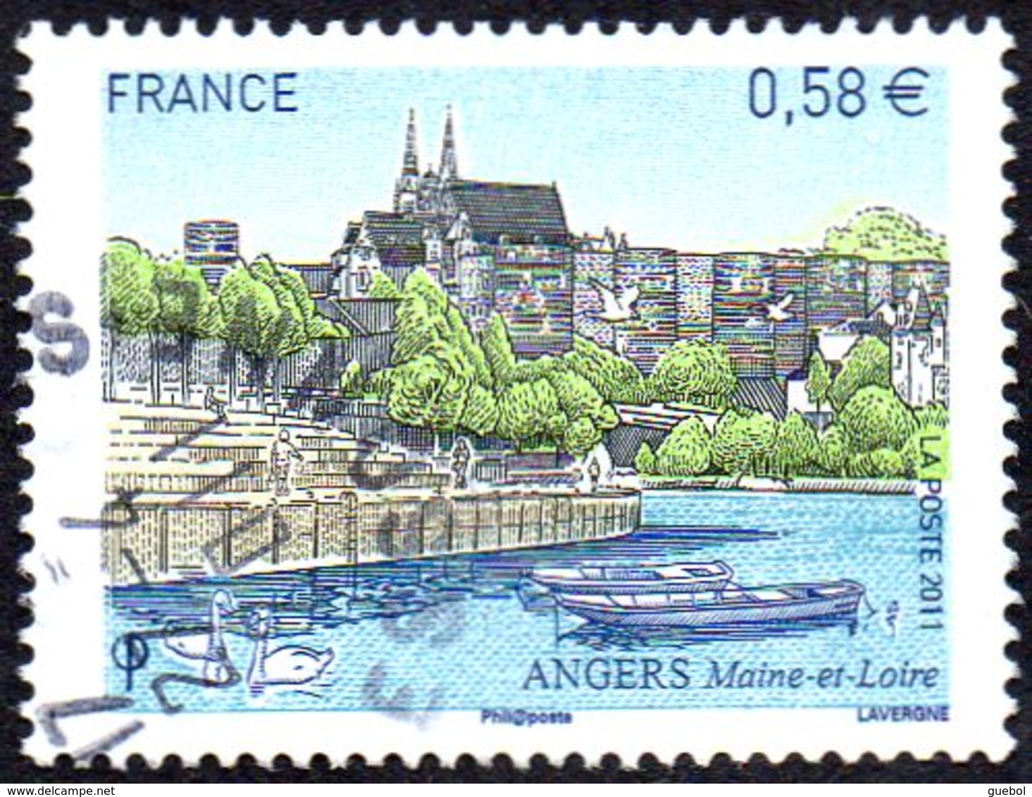 France Oblitération Cachet à Date N° 4543 - Site - Angers - Cathédrale - Fleuve La Loire - Eau - Oblitérés