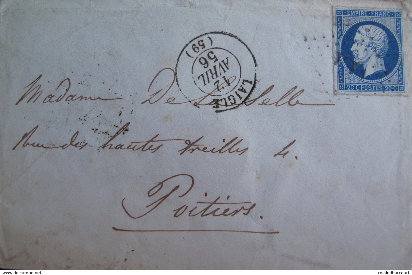 R1703/635 - ✉️ (LSC) - NAPOLEON III N°14Aa Bleu Très Foncé - CàD De LAIGLE Du 12 AVRIL 1866 - LAIGLE à POITIERS - 1853-1860 Napoléon III