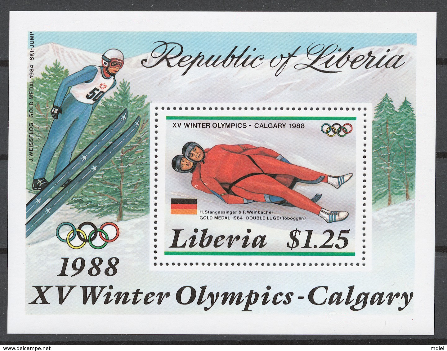 Liberia 1987 Mi# 1355-59+ Bl.112** OLYMPIC GAMES CALGARY 1988 - Liberia