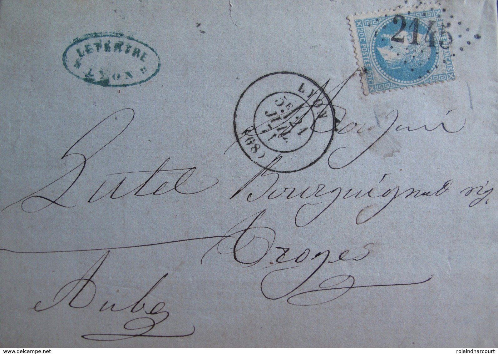 R1703/636 - ✉️ (LAC) - NAPOLEON III Lauré N°29A - GC 2145 : LYON - LYON à TROYES (Aube) - 1863-1870 Napoleon III With Laurels