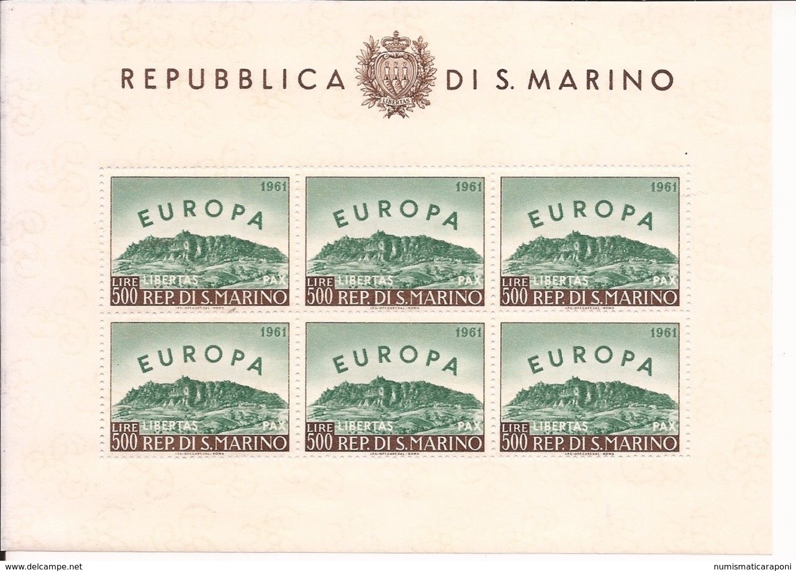 San Marino 1961 Foglietto Europa Unita N°23 Cod.fra.1152 - Nuovi