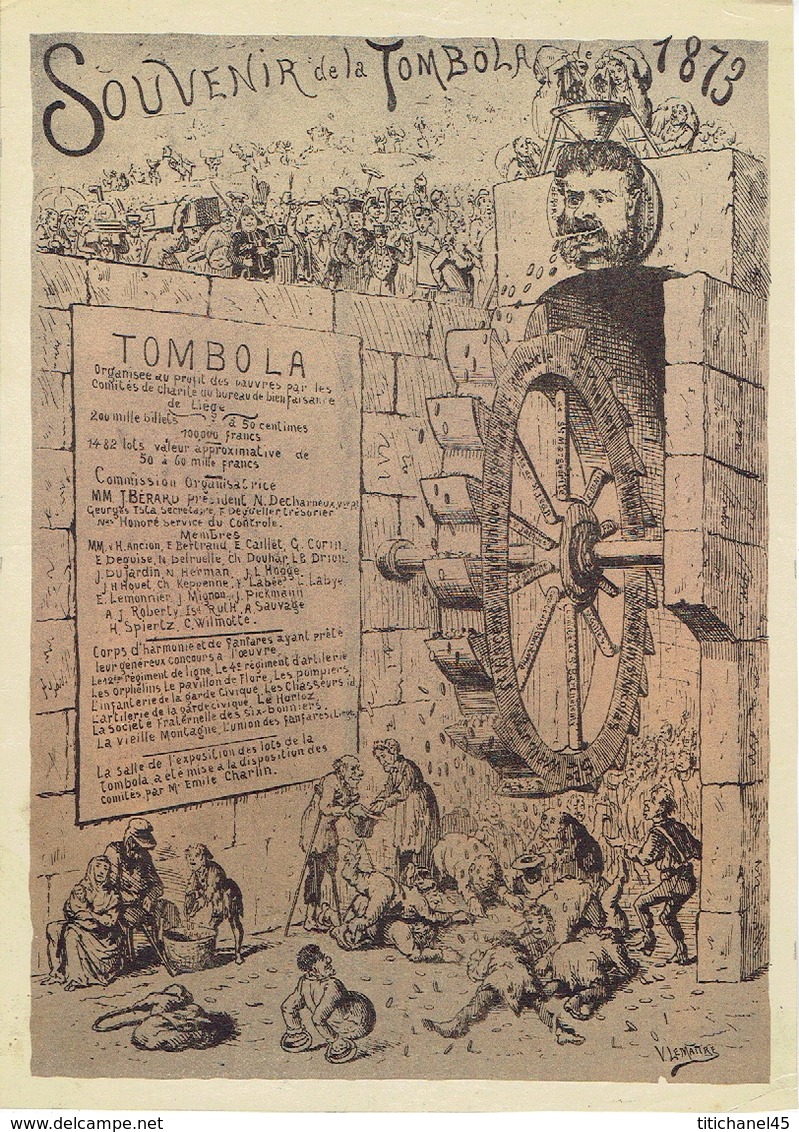 Affiche Du Souvenir De La Tombola De 1873 Organisée Au Profit Des Pauvres Par Le Bureau De Bienfaisance De LIEGE - Affiches