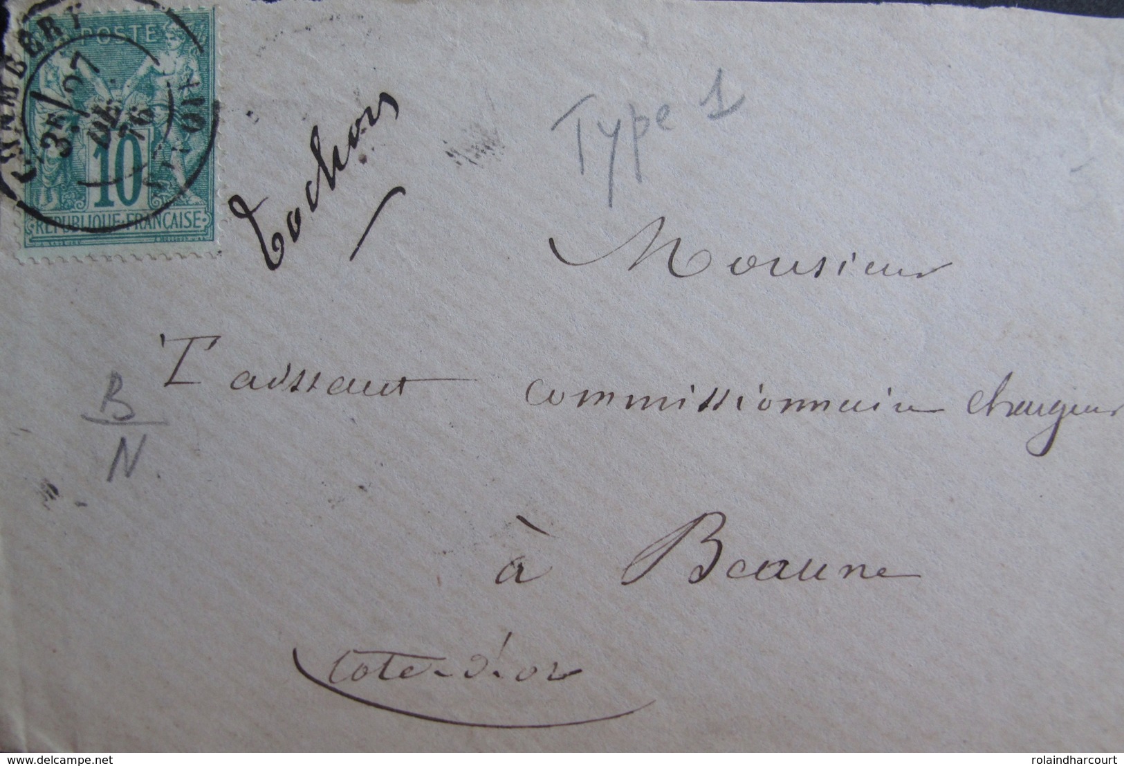 R1703/638 - ✉️ (DEVANT DE LETTRE) - SAGE TYPE I N°65 - CàD De CHAMBERY (Savoie) 27 DEC 1876 - CHAMBERY à BEAUNE - 1876-1878 Sage (Type I)