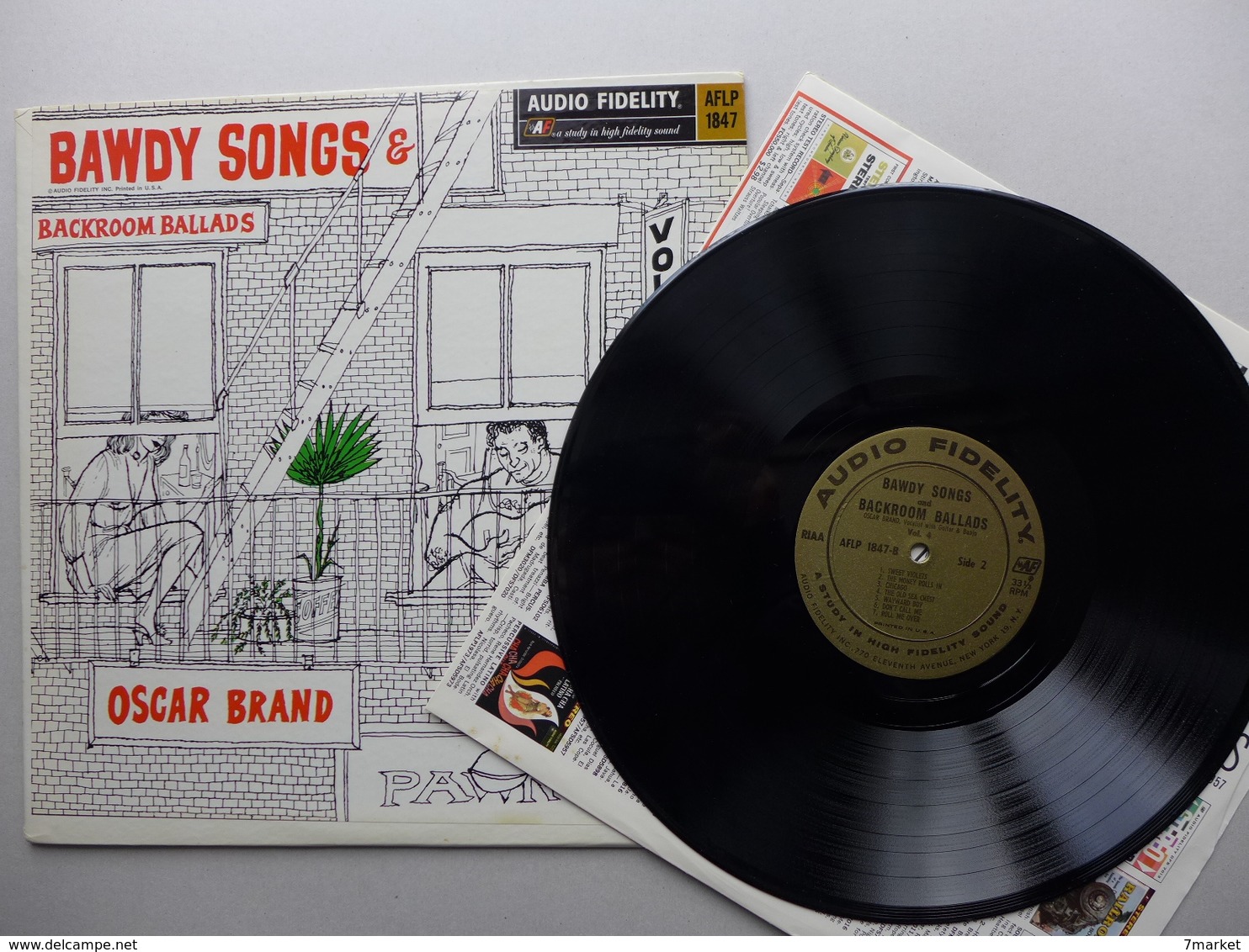 LP/  Oscar Brand - Bawdy Songs & Backroom Ballads / Volume 4 Pressage US - Blues