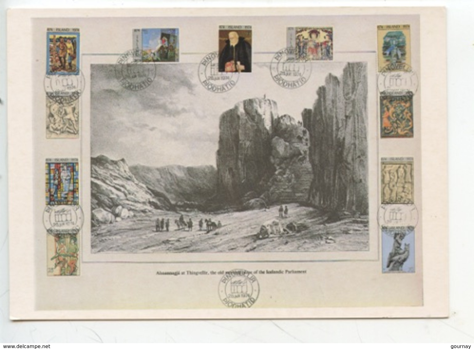 Almannagja At Thingvellir - Auguste Mayer : Atlas Historique Paris 1842 Gaimard's Exp - Nat Fest Stamps 1100 Years - Islande