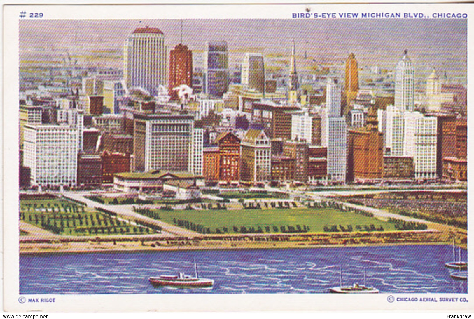 Postcard - Bird's Eye View Michigan Blvd. Chicago - Card No. 229 - VG - Unclassified