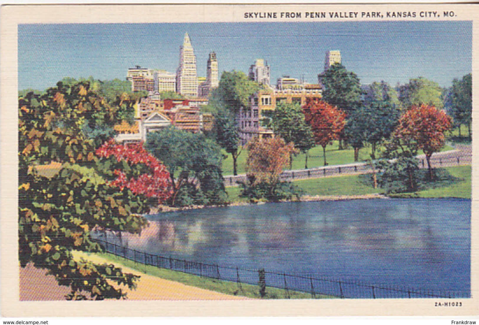 Postcard - Skyline From Penn Valley Park, Kansas City, Mo. - Card No. 2A-H1023 - VG - Unclassified