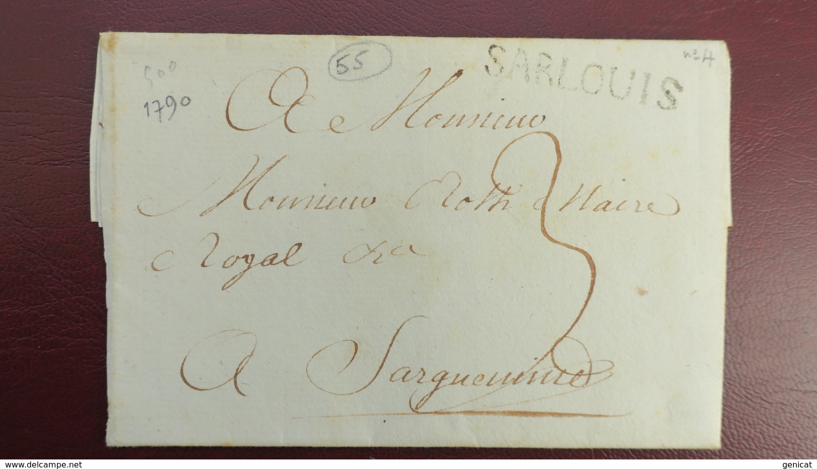 Lettre Marque Postale Sarlouis 1790 Avec Texte Pour Sarguemines - 1701-1800: Precursors XVIII