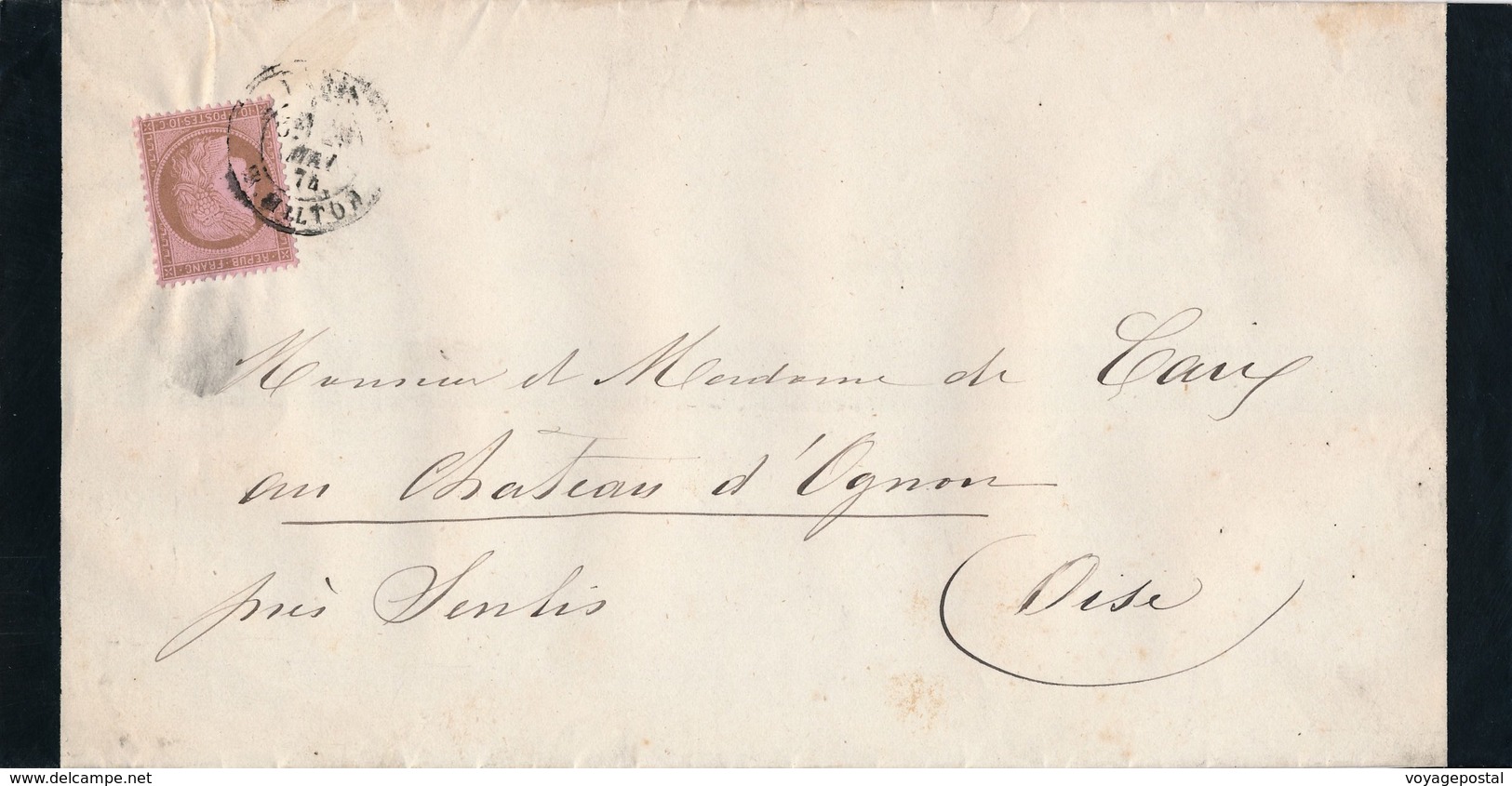 Lettre Avis De Décès N°54 Paris R.Milton - 1849-1876: Période Classique