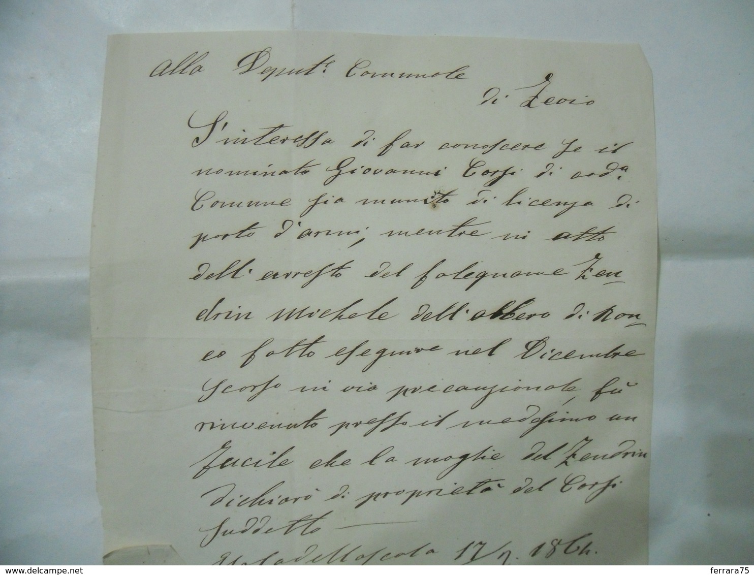 SIGILLO CON CERALACCA DOCUMENTO MANOSCRITTO LICENZA ZEVIO VERONA 1864 - Manuscrits