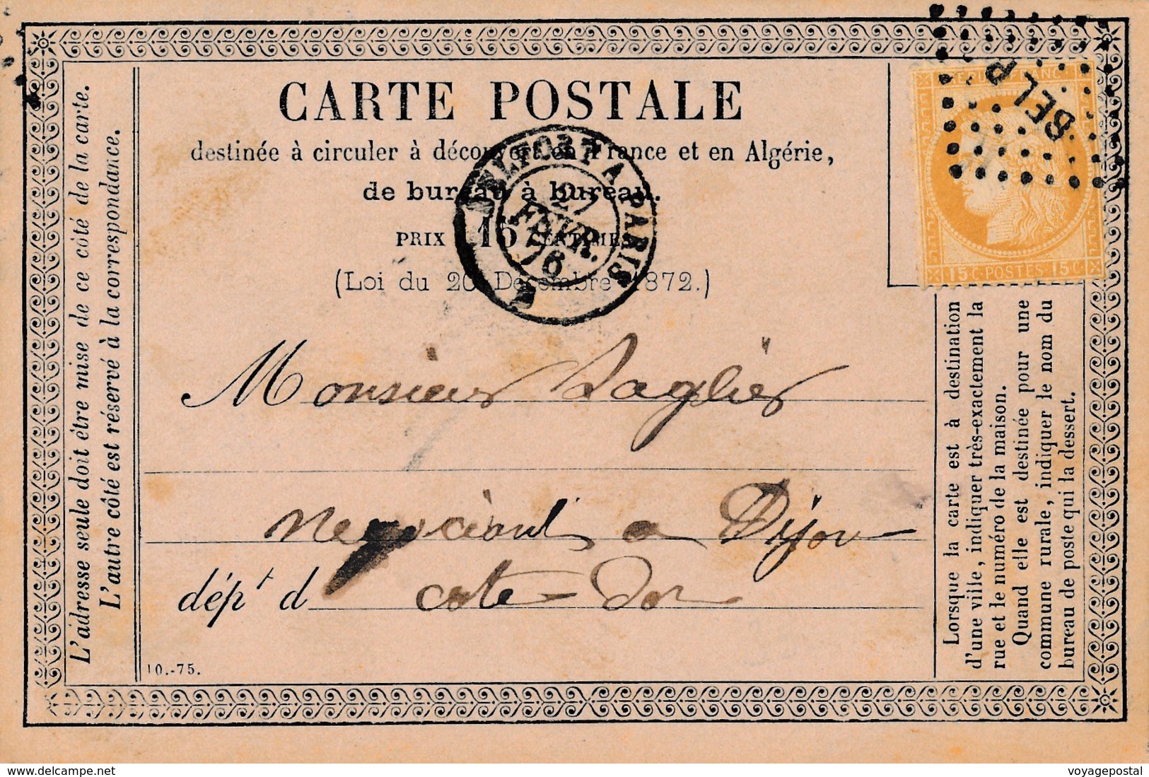 Carte Postale Précurseur De Lure N°55 Ambulant BELP Belfort Paris - 1849-1876: Période Classique