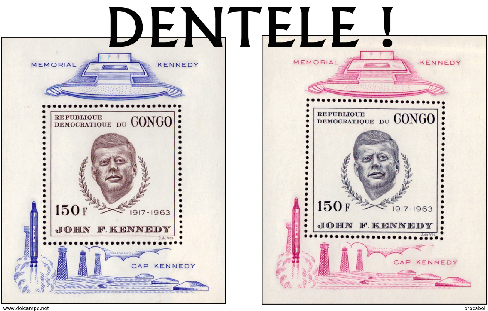 Congo BL 019/20-cu** 150F J.F. Kennedy Lilas & Bleu - MNH - ERREUR/FOUTIEF GETAND! - Cote 185 Euro - Neufs