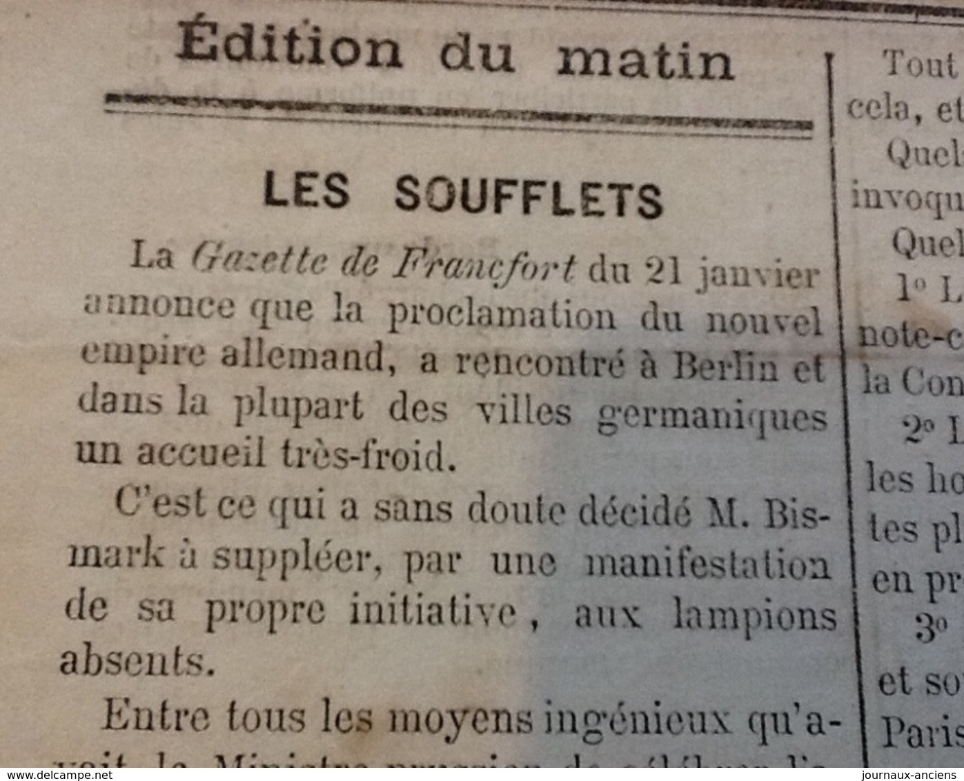 1871 Journal LA LIBERTÉ Du 26 Janvier - GUERRE DE 1870 - LES SOUFLETS - L'ARMÉE DE PARIS - BATAILLE DE DIJON - LONDRES - 1850 - 1899