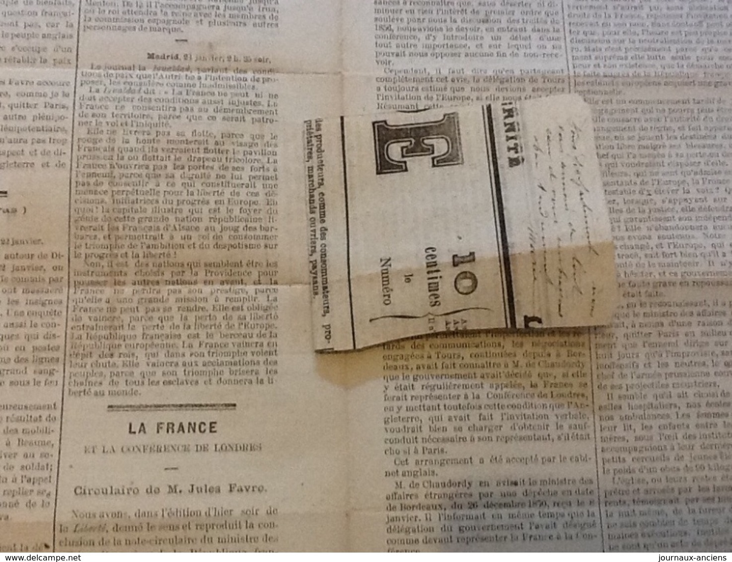 1871 Journal LA LIBERTÉ du 26 Janvier - GUERRE DE 1870 - LES SOUFLETS - L'ARMÉE DE PARIS - BATAILLE DE DIJON - LONDRES