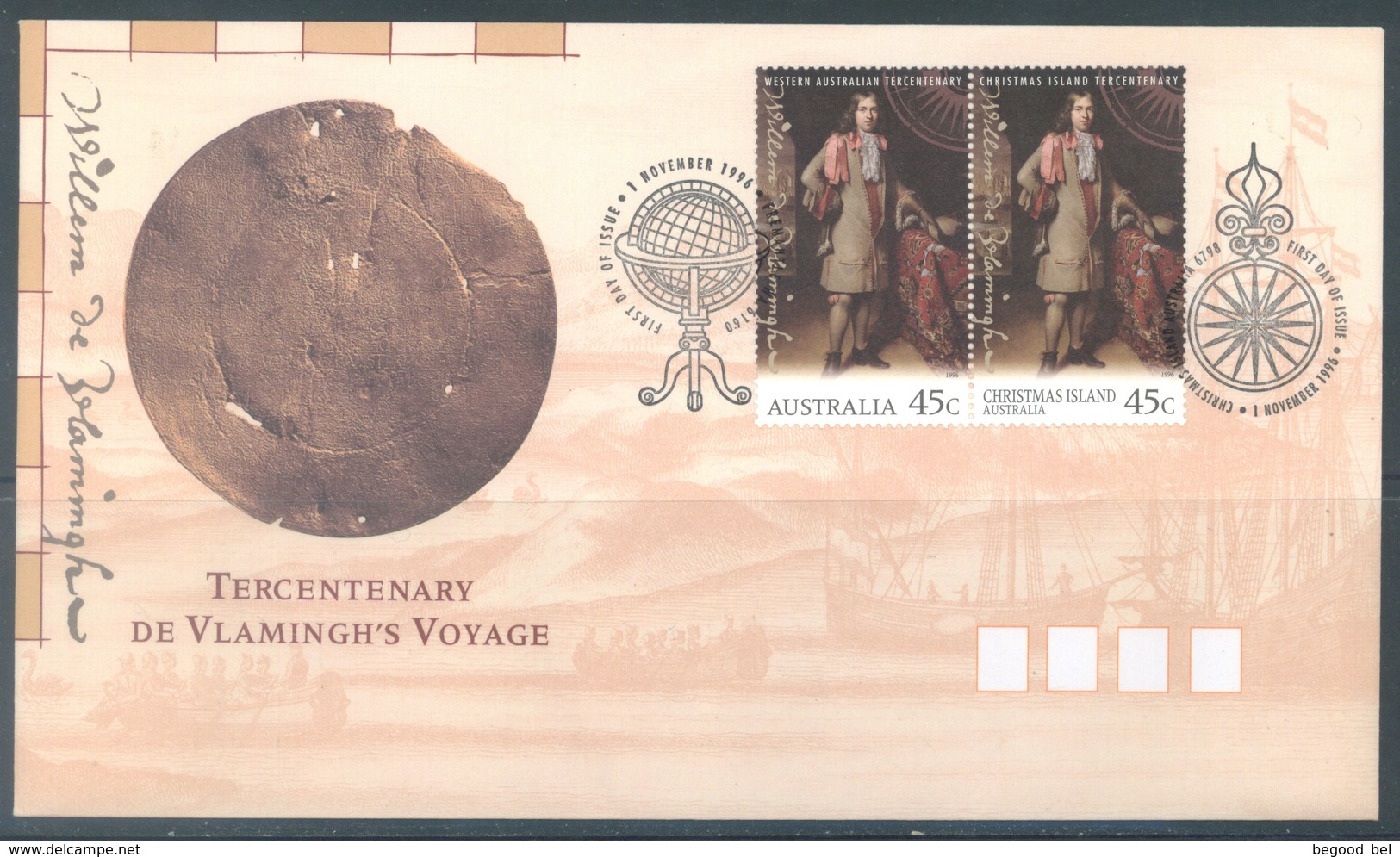 AUSTRALIA  - FDC - 1.11.1996 - TERCENTENARY DE VLAMINGH'S VOYAGE - Yv 2X1545 - Lot 18624 - Premiers Jours (FDC)