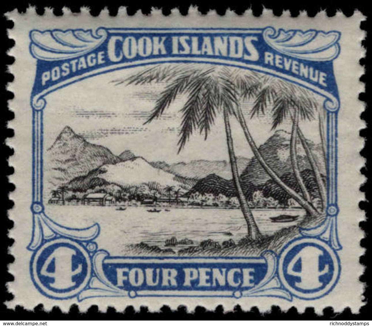 Cook Islands 1944-46 4d Port Of Avarua Lightly Mounted Mint. - Cook Islands