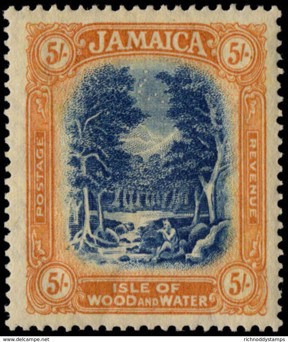 Jamaica 1921-29 5s Blue And Yellow-orange Fine Lightly Mounted Mint. - Jamaica (...-1961)