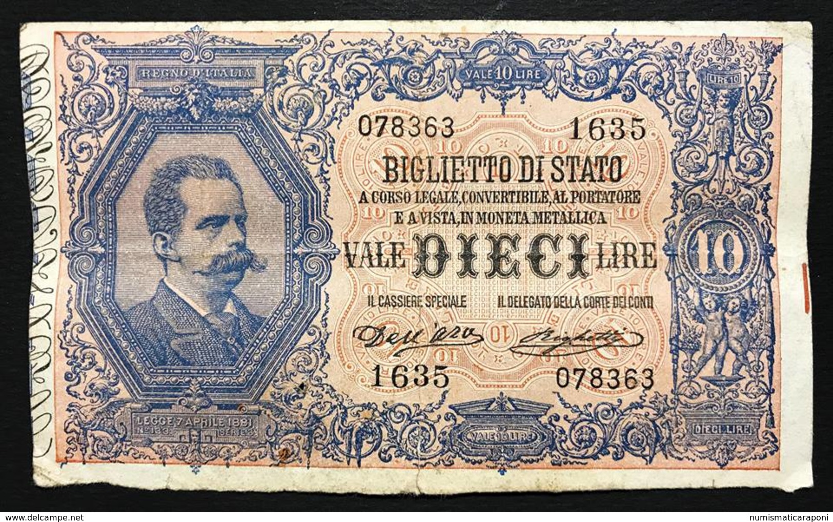 10 LIRE VITTORIO EM. III° Giu Dell'ara Righetti 1914 Rara Macchiolina Al R. LOTTO 2065 - Italia – 10 Lire