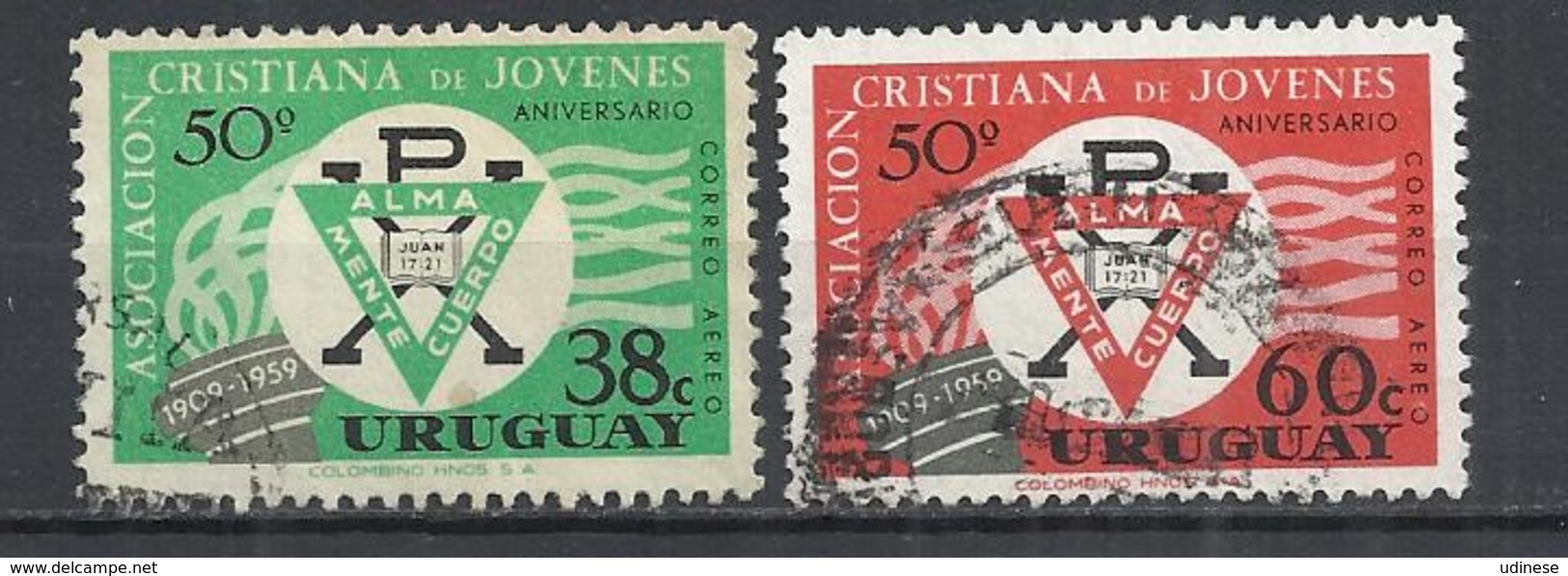 URUGUAY 1959 - CHRISTIAN YOUTH ASSOCIATION - CPL. SET - OBLITERE USED GESTEMPELT USADO - Uruguay