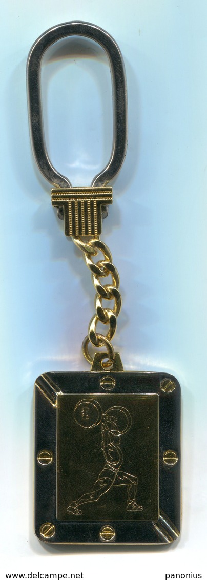 VINTAGE EWF EUROPEAN HALTEROPHILE WEIGHTLIFTING FEDERATION KEYCHAIN KEYRING - Autres & Non Classés