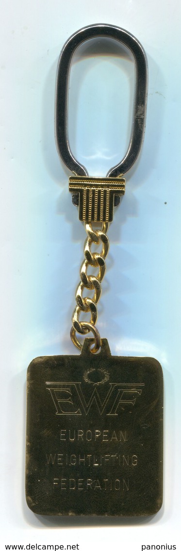 VINTAGE EWF EUROPEAN HALTEROPHILE WEIGHTLIFTING FEDERATION KEYCHAIN KEYRING - Autres & Non Classés