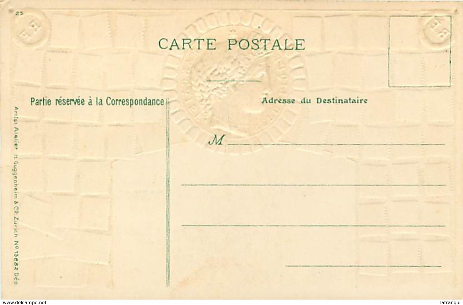 Themes Div-ref Z228- Philatelie - Representation Timbres - Carte Gaufrée -medaillon Fond Doré - Paris -les Invalides - - Timbres (représentations)