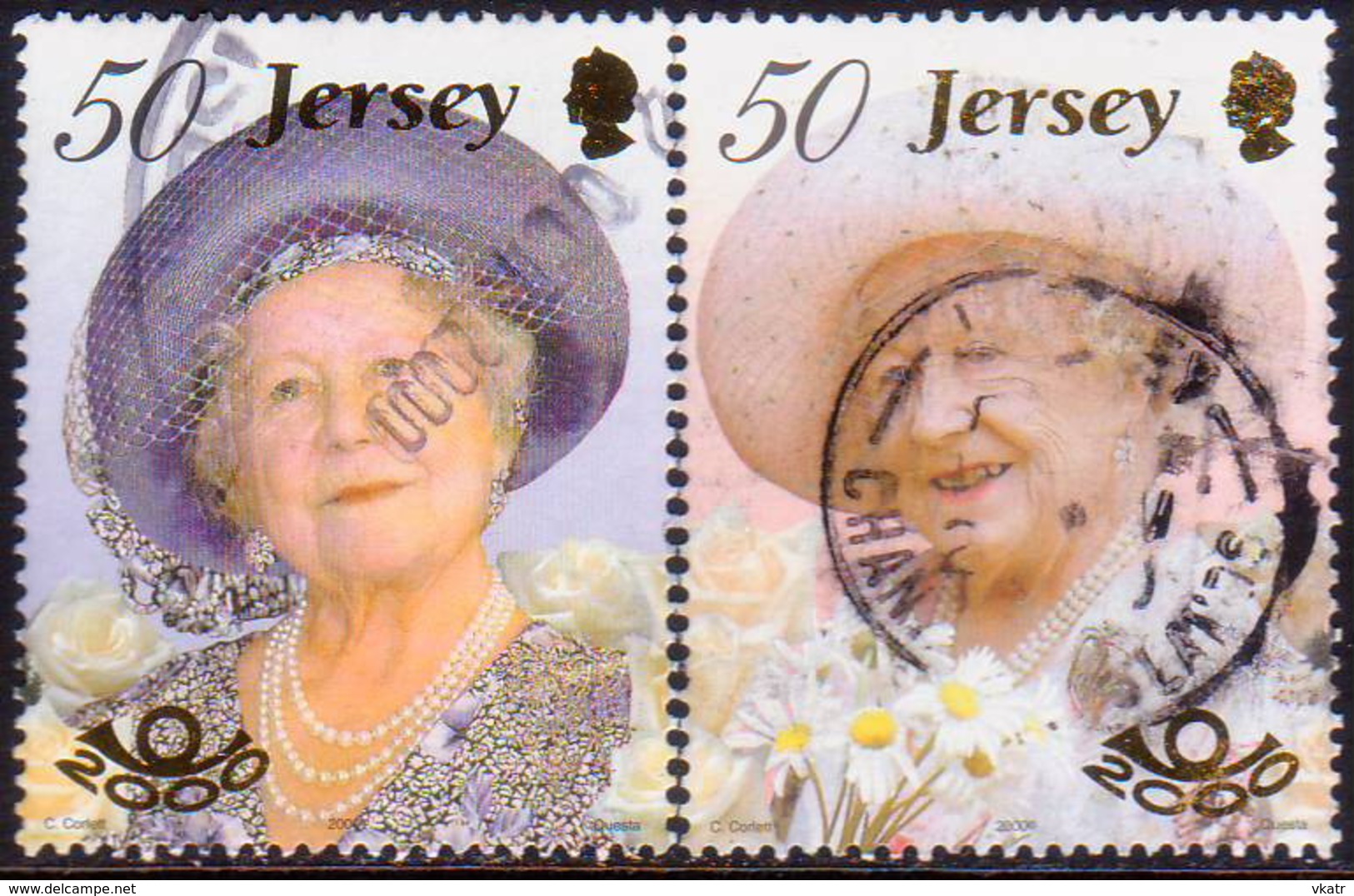 JERSEY 2000 SG #959-61 Compl.set+m/s Used Queen Mother's 100th Birthday - Jersey