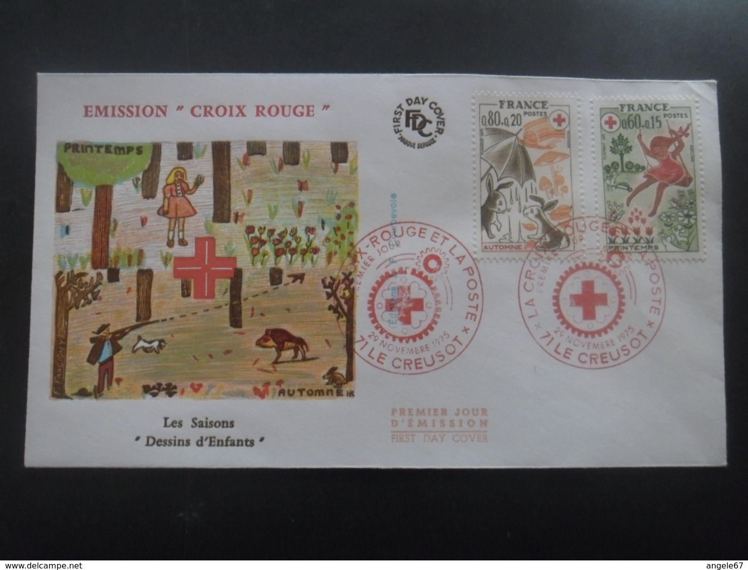 FRANCE FDC Croix Rouge 29-11-1975 Le Creusot - 1970-1979