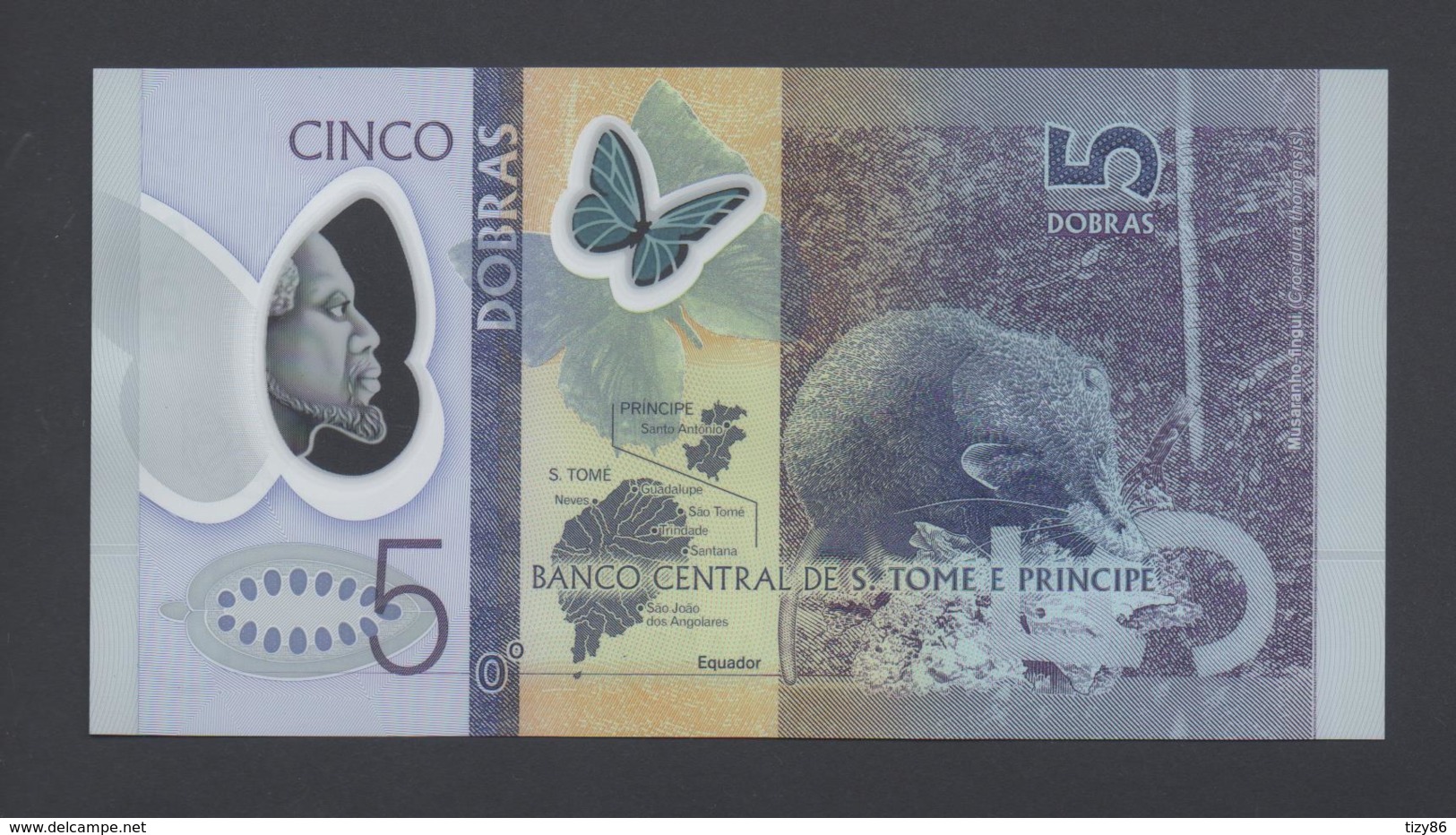 Banconota 5 DOBRAS 2016 - S. TOME E PRINCIPE-  Polymer FDS UNC - Sao Tome And Principe