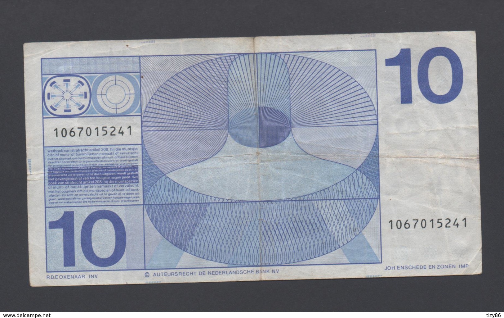 Banconota OLANDA 10 Gulden 25/4/1968 (circolata) - Te Identificeren