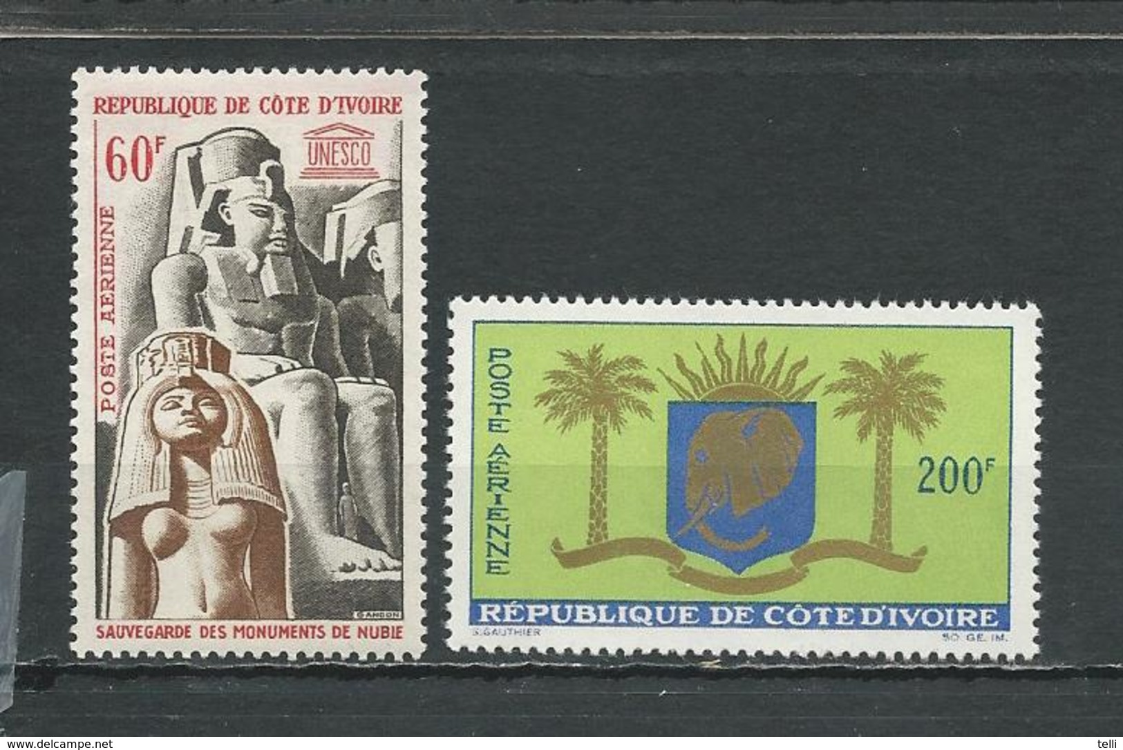 COTE IVOIRE Scott C27, C28 Yvert PA31, PA32  (2) ** Cote 8,00 $ 1964 - Côte D'Ivoire (1960-...)