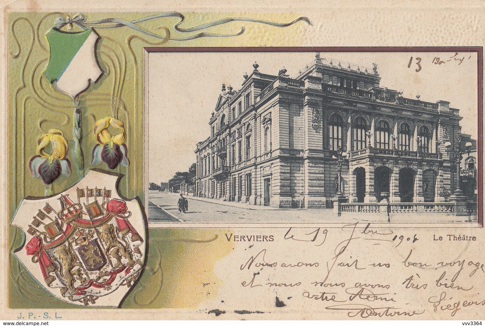 VERVIERS: Le Théâtre (carte Gaufrée) - Verviers