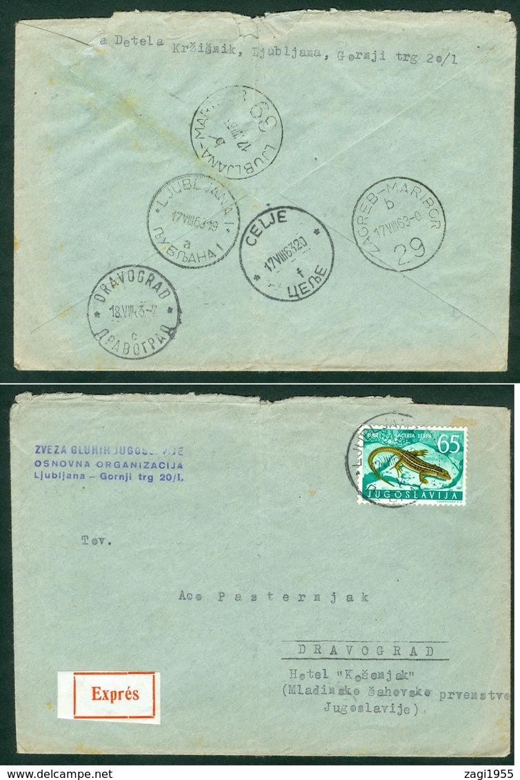 Yugoslavia 1963 Bahnpost Railway Post Ljubljana-Maribor B 39 Zagreb-Maribor B 29 Express Letter Celje Dravograd - Covers & Documents