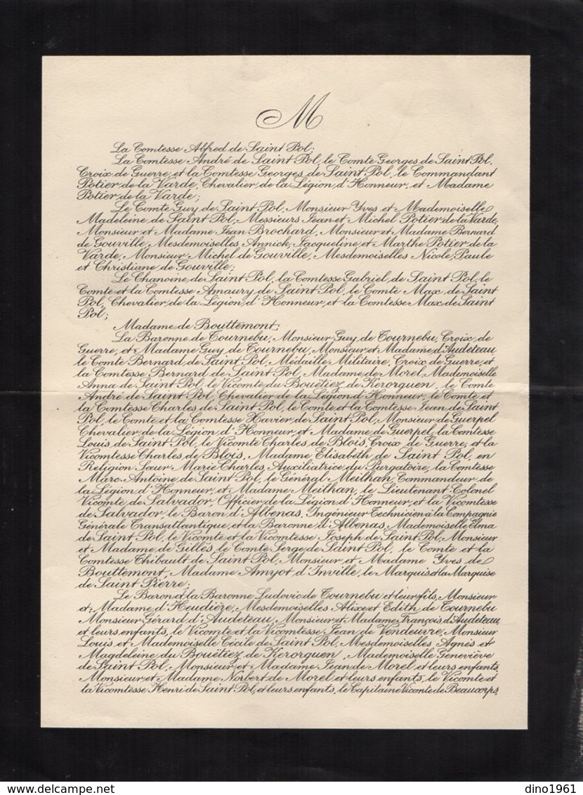 VP13.638 - Noblesse - Faire - Part De Décès De Mr Le Comte Alfred,Pierre,Edme De SAINT POL à CAHAN X NANTES X LEZ EAUX - Décès