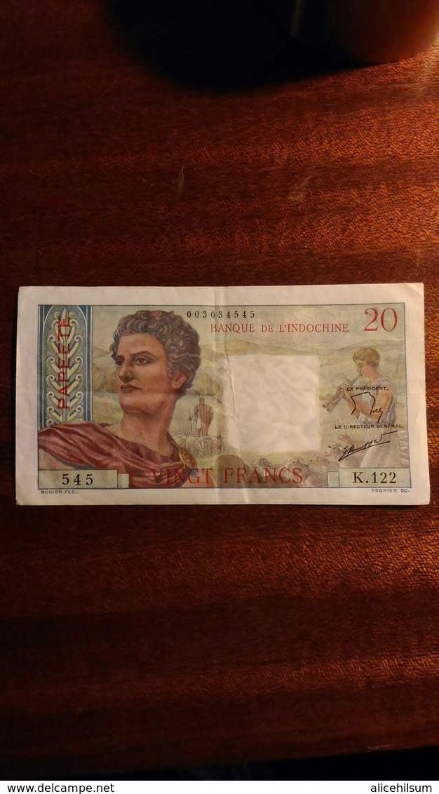 20 Francs Papeete Banque De L'indochine - Indocina