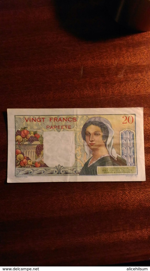 20 Francs Papeete Banque De L'indochine - Indocina