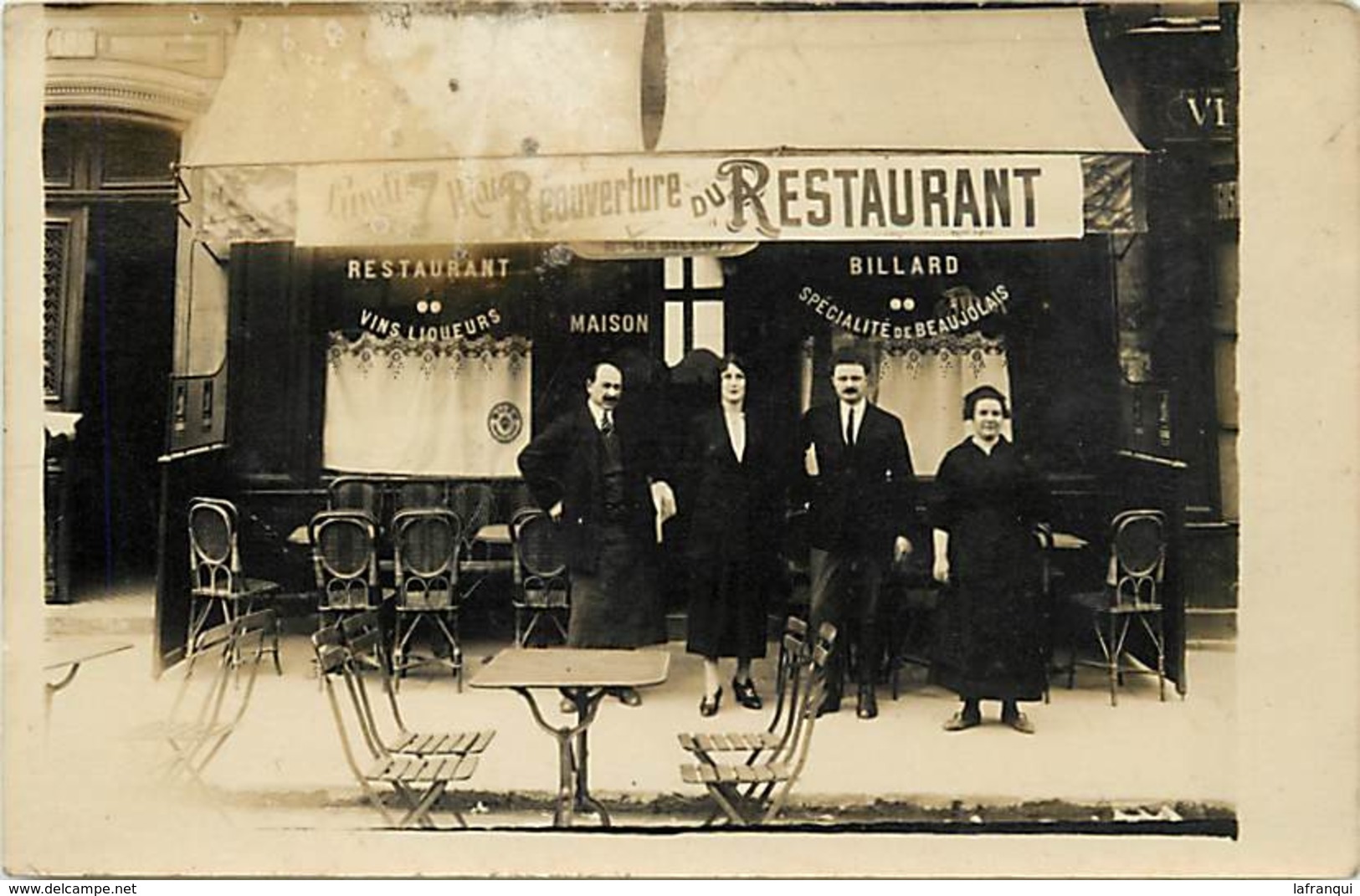 Themes Div-ref Z206- Carte Photo -commerce - Café Restaurant -billard -specialité De Beaujolais  -carte Photo Bon Etat - Restaurants