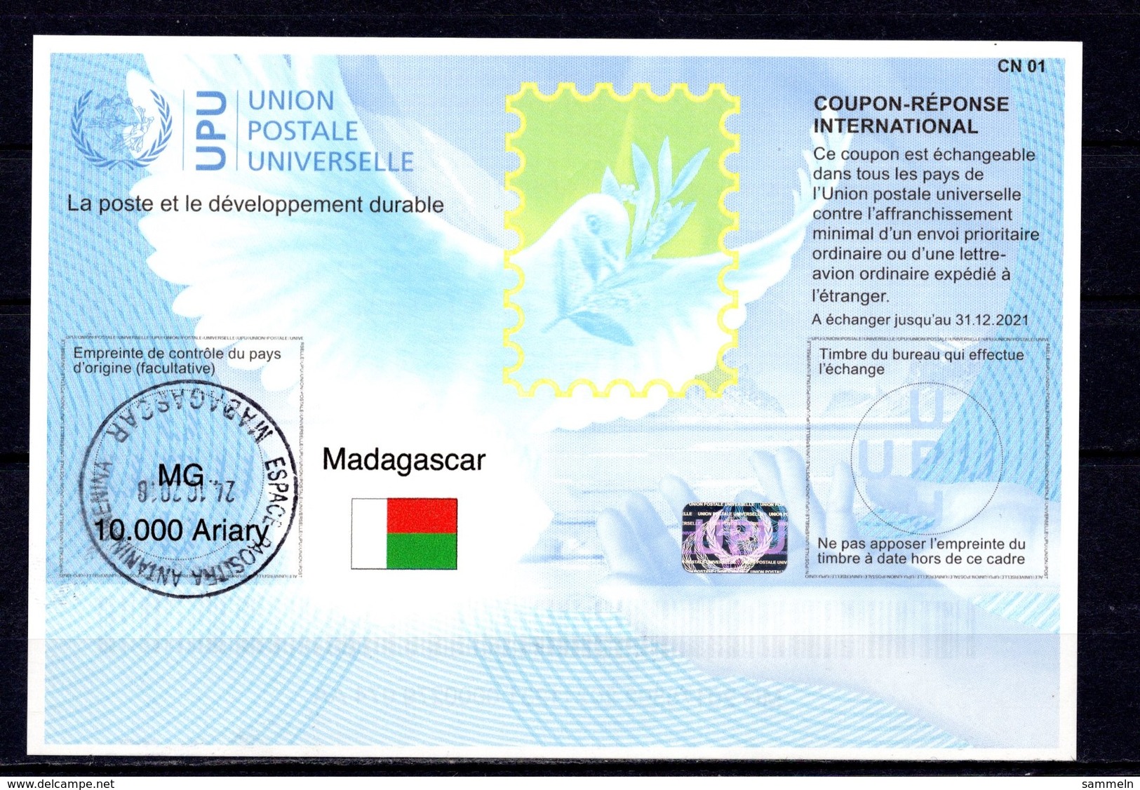 9799 IRC IAS CRI - International Reply Coupon - Antwortschein T41 Madagaskar Madagascar MG 20170802 AA Gest. - Madagaskar (1960-...)